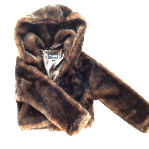 faux fur cropped hooded jacket